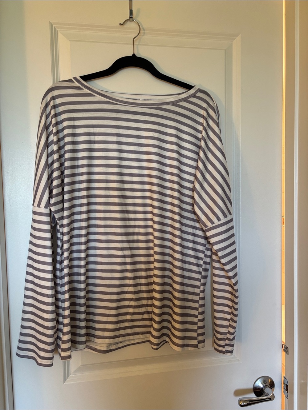 Striped Long Sleeve Tee - Gray & White